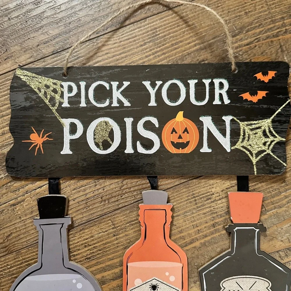 Pick Your Poison‎ Halloween Wall Hanging Decor Spider Venom Witch Brew